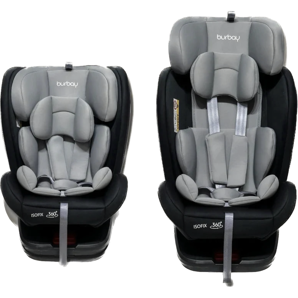 Burbay Grand ISOFIX 360 Rotatable Baby Car Seat Light Grey/Black Age- Newborn to 12 Years