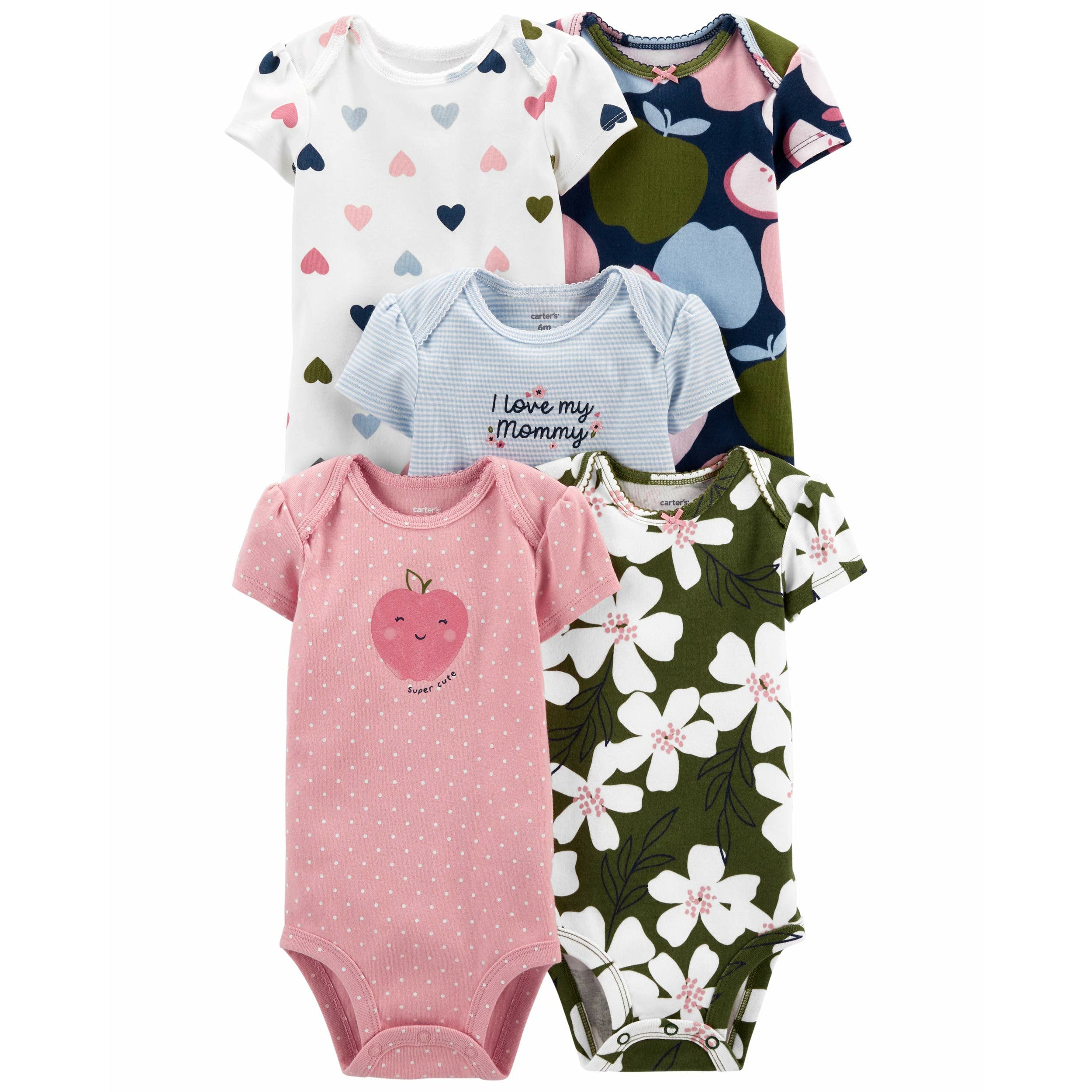Carter s 5 Pack Short Sleeve Bodysuits Girl Multicolor 1L956410