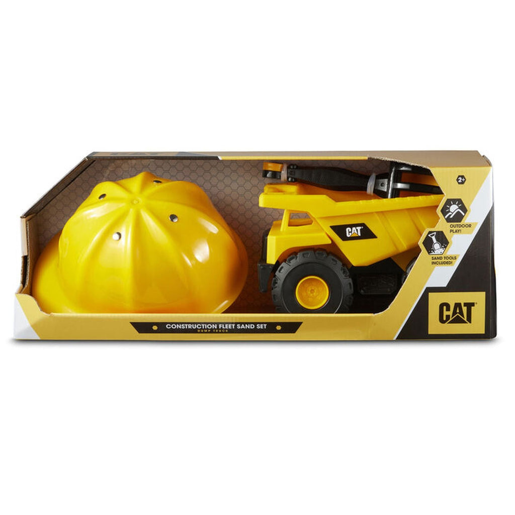 CAT Construction Fleet Dump Truck Sand Box Set +Helmet Yellow/Black Age- 2 Years & Above