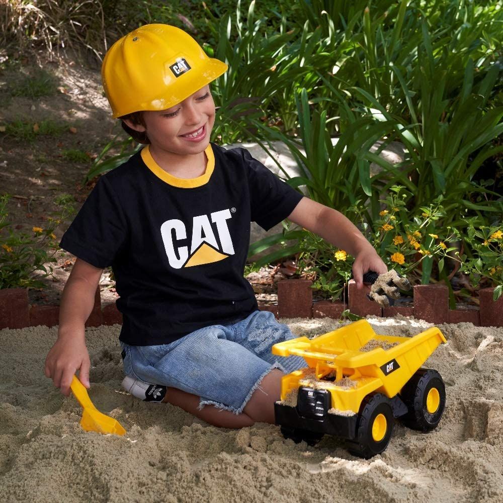 CAT Construction Fleet Dump Truck Sand Box Set +Helmet Yellow/Black Age- 2 Years & Above