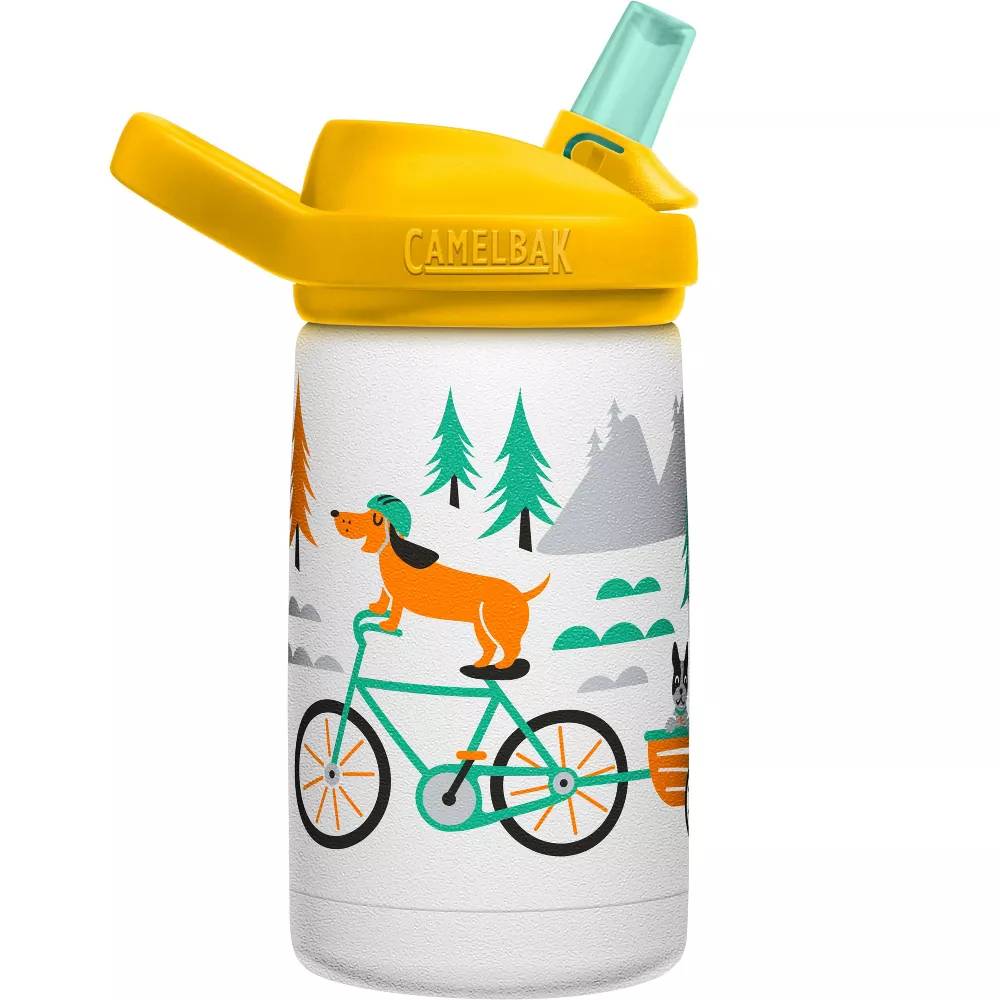 CamelBak Biking Dogs eddy+ Kids Stainless Steel Vacuum Insulated Kids Water Bottle 12oz Multicolor Age- 3 Years & Above