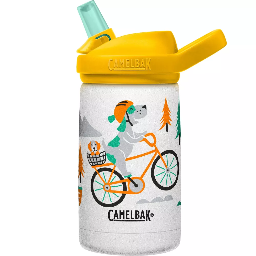 CamelBak Biking Dogs eddy+ Kids Stainless Steel Vacuum Insulated Kids Water Bottle 12oz Multicolor Age- 3 Years & Above