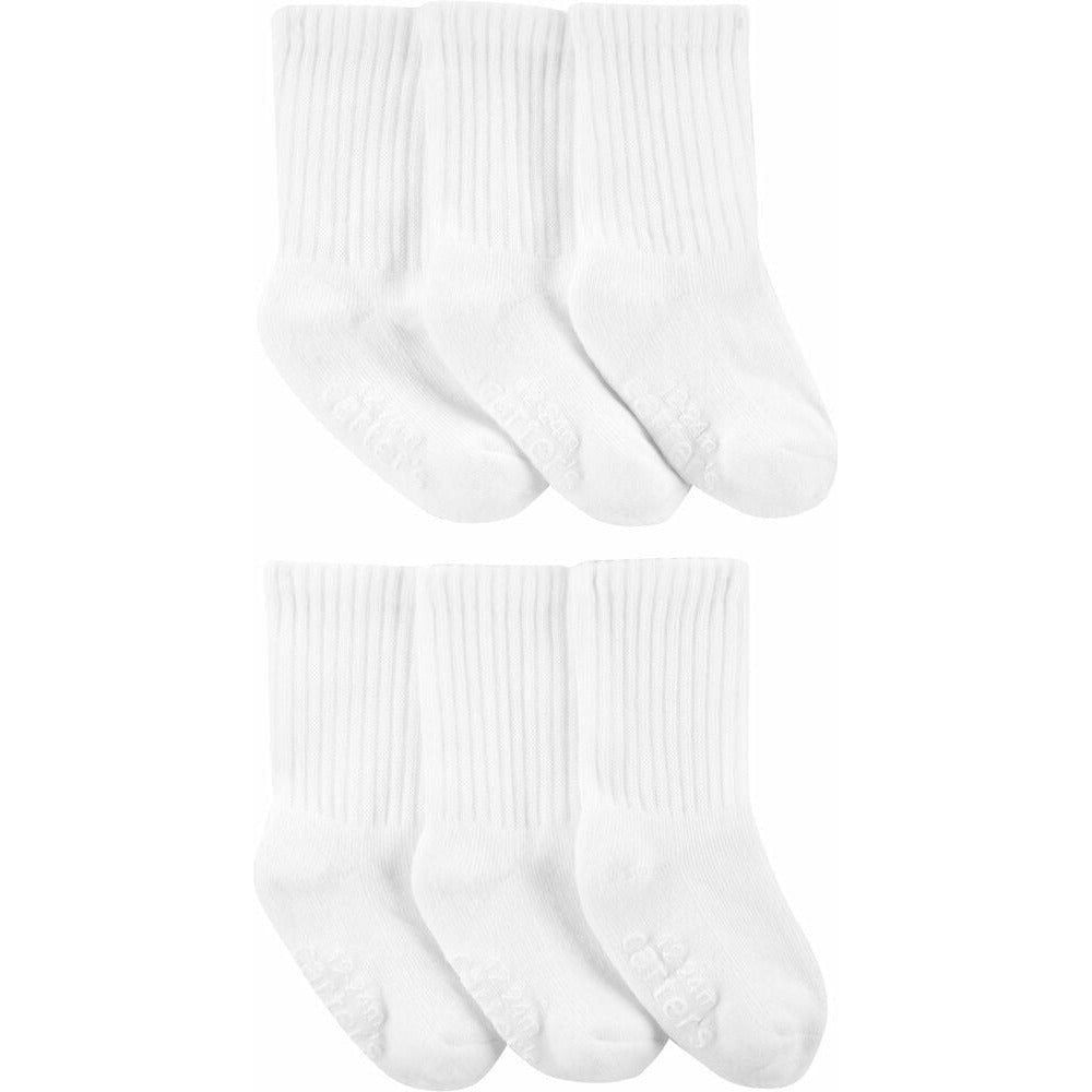 Carter's 6-Pack Crew Socks White Age-2 Years- 4 Years-2H798410
