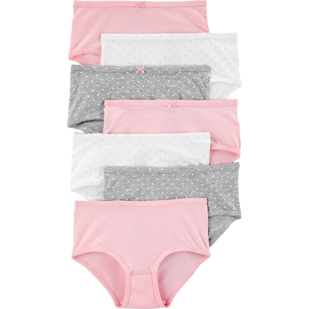 Carter's 7-Pack Stretch Cotton Undies Girls Pink/White/Grey 3H741910