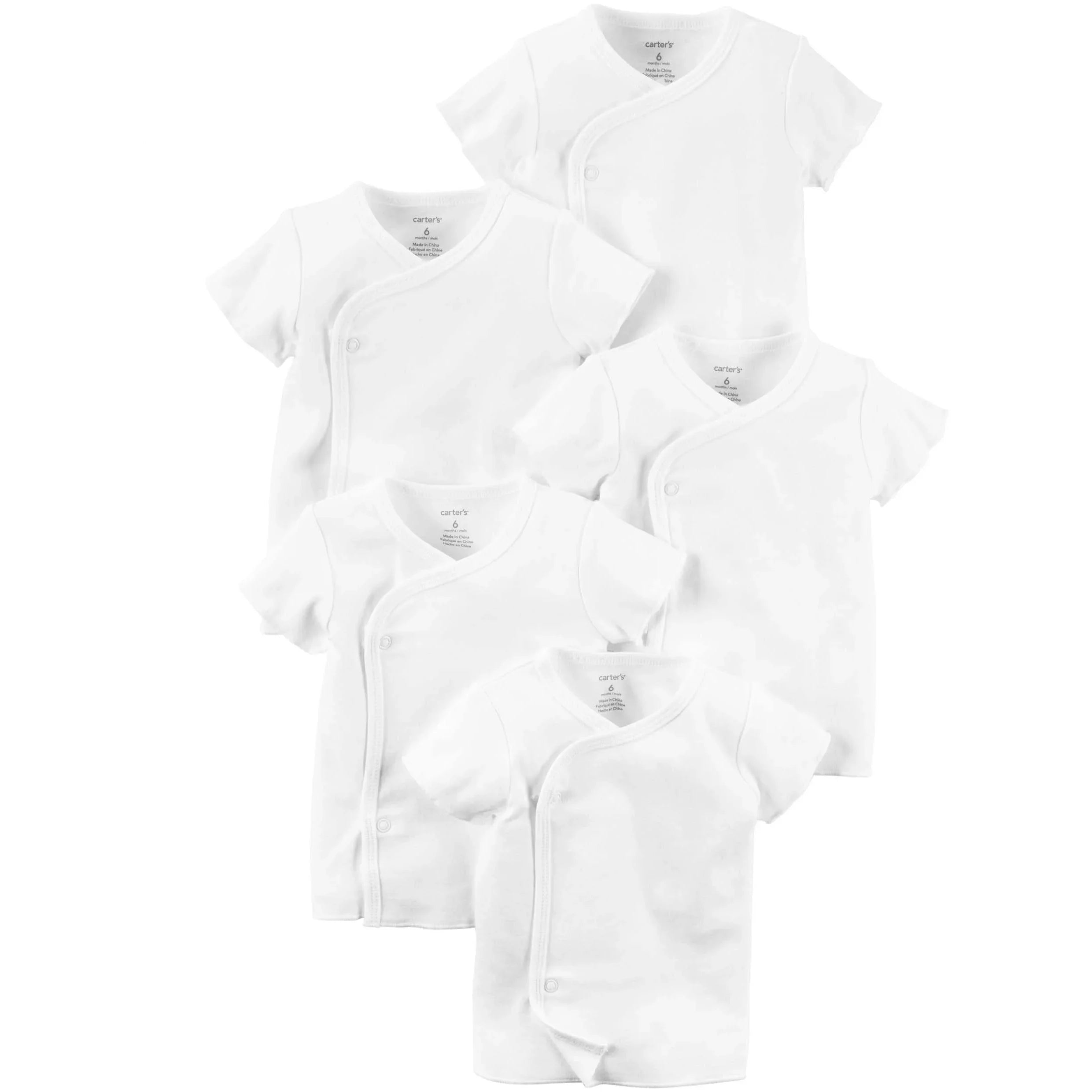 Carter's Baby 5-Pack Short-Sleeve Side-Snap Tees Unisex White 19191410
