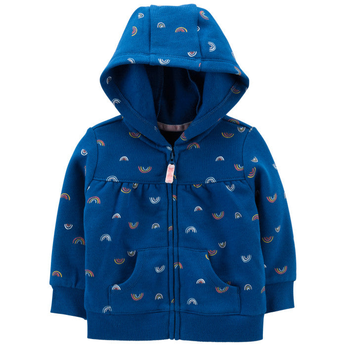 Carter's Infant Girls Rainbow Zip-Up Fleece Hoodie Blue 1M105710