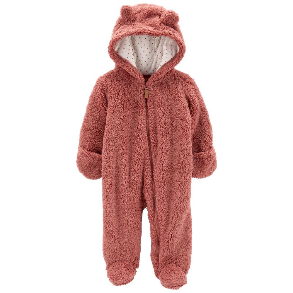 Carter's Infant Girls Zip-Up Sherpa Pram Onesie Pink 1N998110