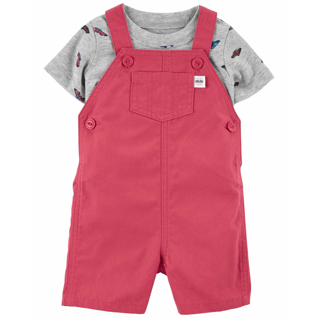 Carter's Infants Boys 2-Piece Cars Tee & Shortalls Set Grey/Pink 1N094610