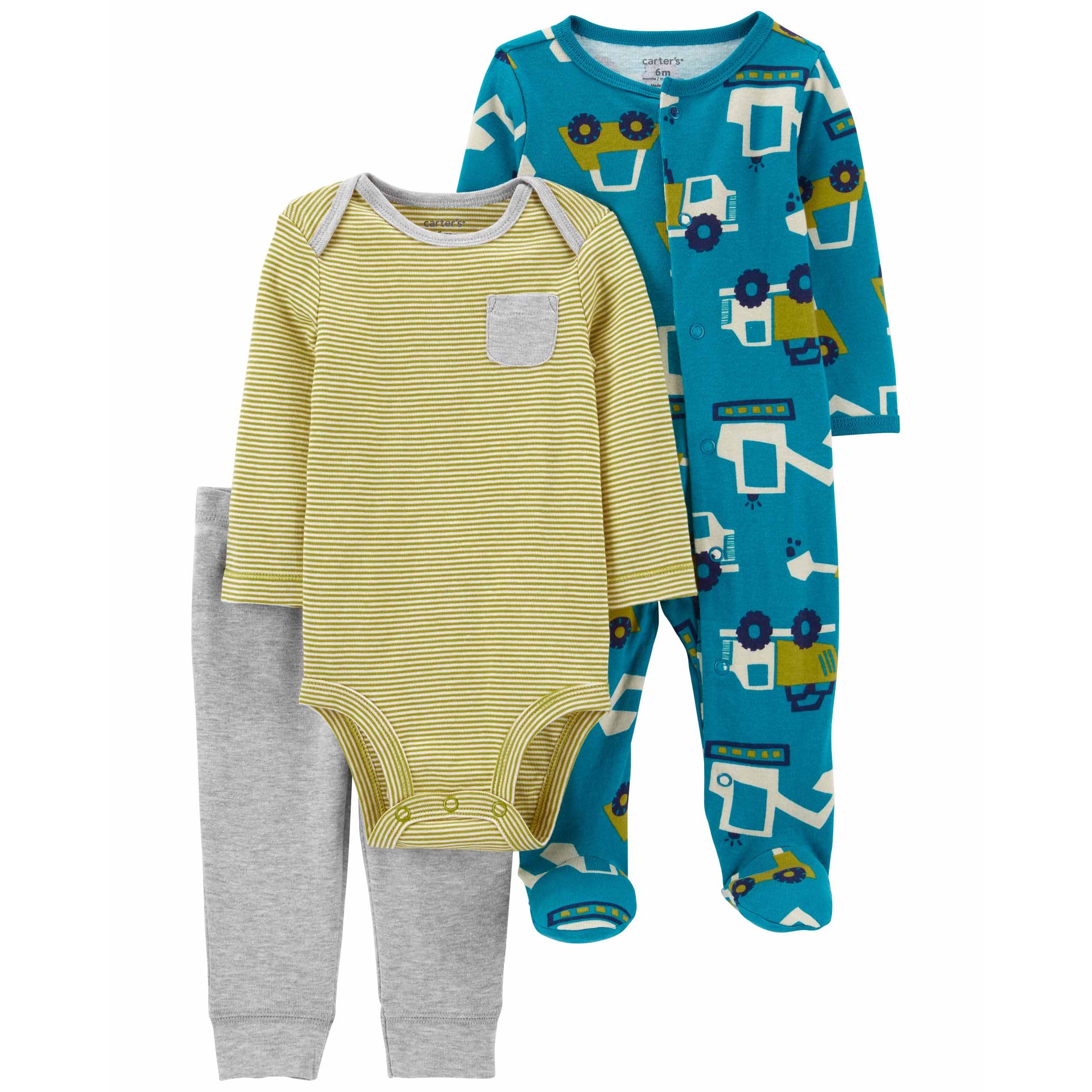 Carter's Infants Boys 3-Piece Transportation Outfit Set Turquoise
