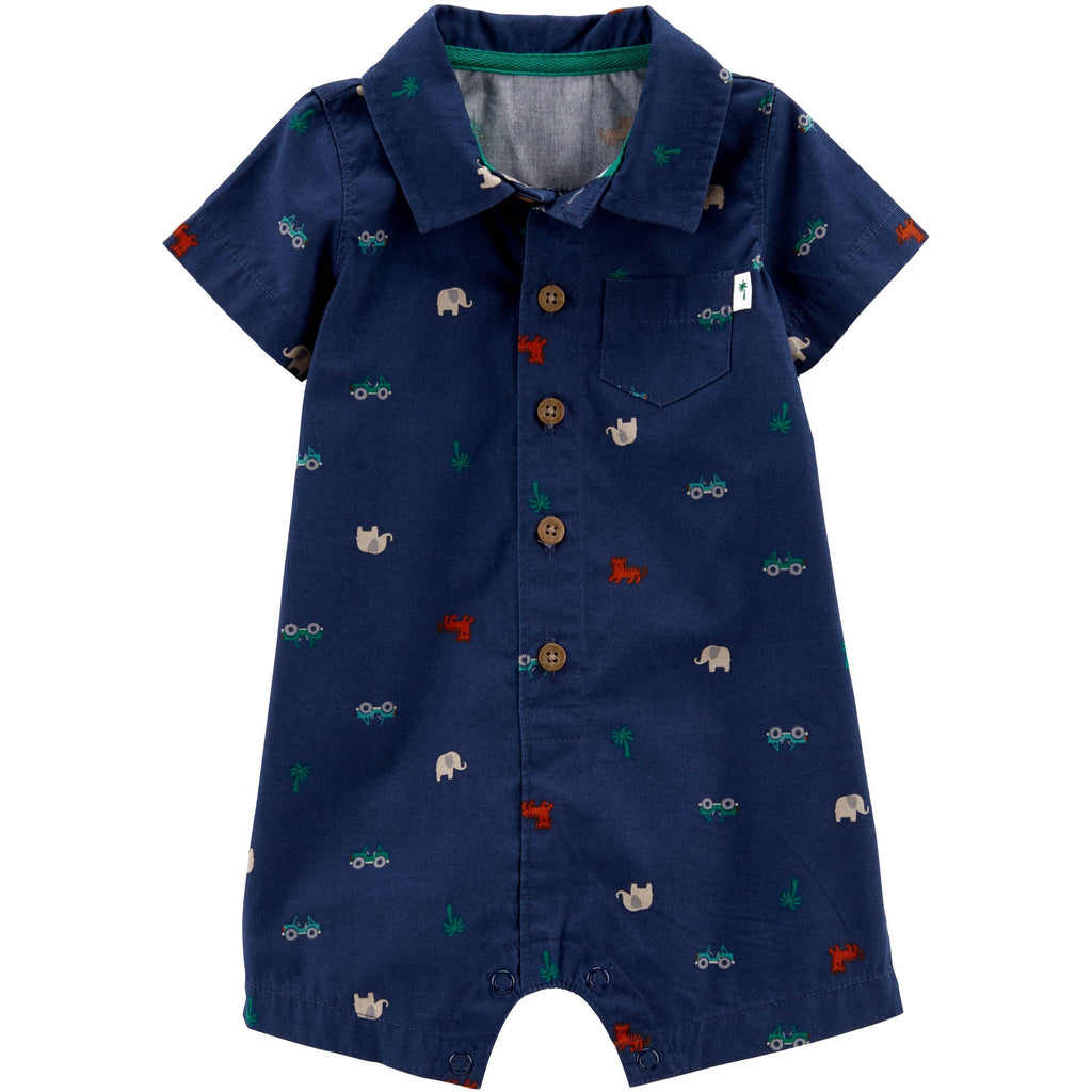 Carter's Infants Boys Chambray Polo Romper Blue 1N070210