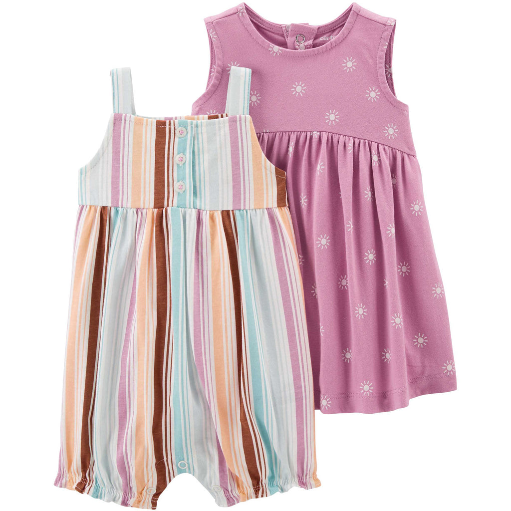 Carter's Infants Girls 2-Pack Romper & Dress Set Multicolor 1N083310