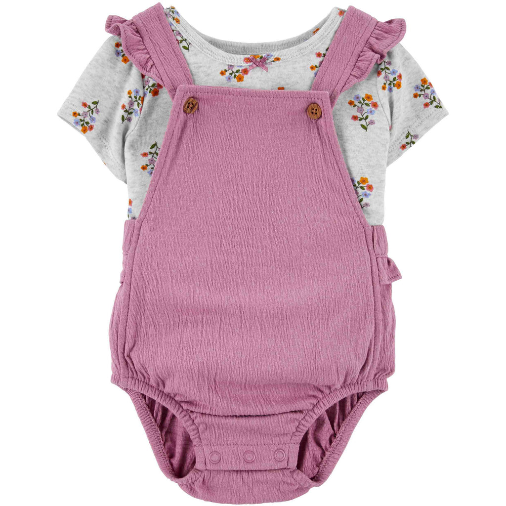Carter's Infants Girls 2-Piece Floral Tee & Shortall Set Purple/Heather 1N081010