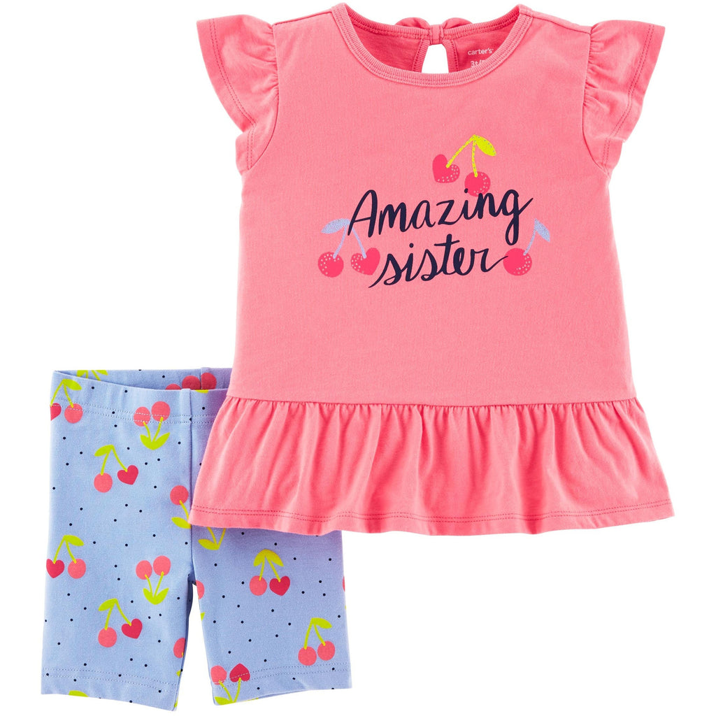 Carter's Infants Girls 2-Piece Jersey Tee & Bike Short Set Multicolor 1N085210