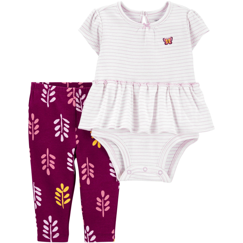 Carter's Infants Girls 2-Piece Peplum Hem Bodysuit Pant Set Multicolor 1N600910