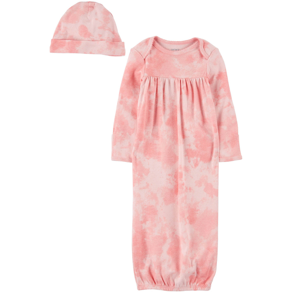 Carter's Infants Girls 2-Piece Tie-Dye Sleeper Gown Set Pink 1N037510
