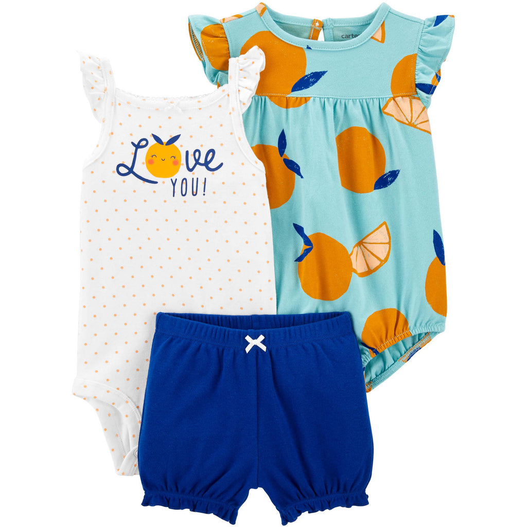 Carter's Infants Girls 3-Piece Fruity Outfit Set Orange 1N041510