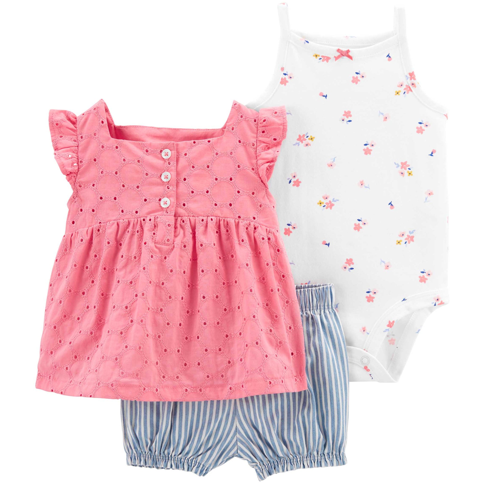 Carter's Infants Girls 3-Piece Little Short Set Multicolor