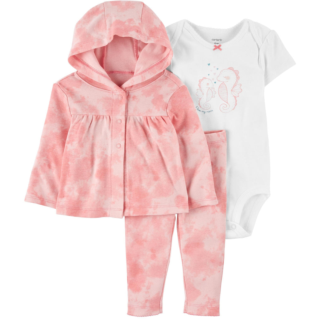 Carter's Infants Girls 3-Piece Tie-Dye Outfit Set Pink/White 1N037010