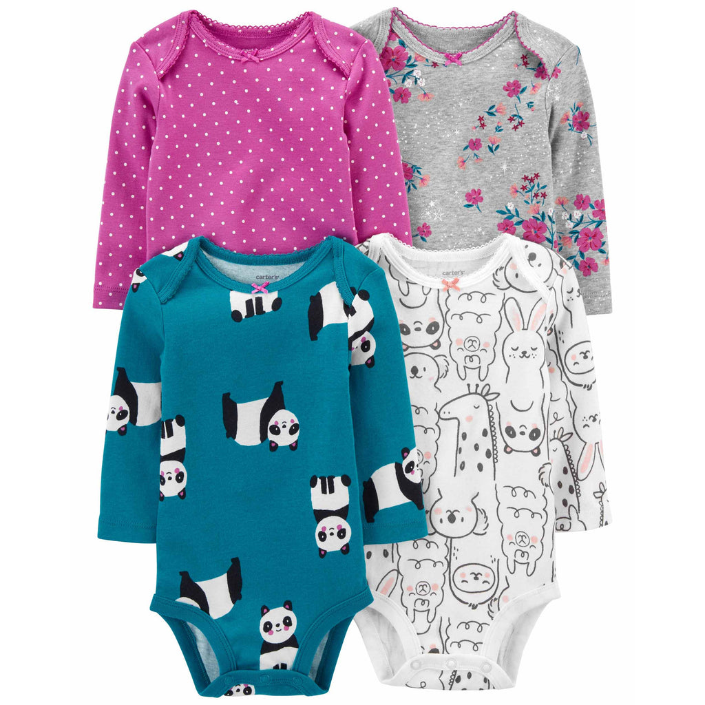 Carter's Infants Girls 4-Pack Long-Sleeve Bodysuits Turquoise 1M754910