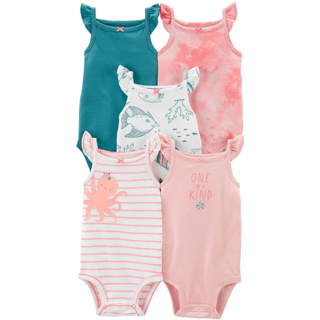 Carter's Infants Girls 5-Pack Tank Bodysuits Pink/Green 1N043310