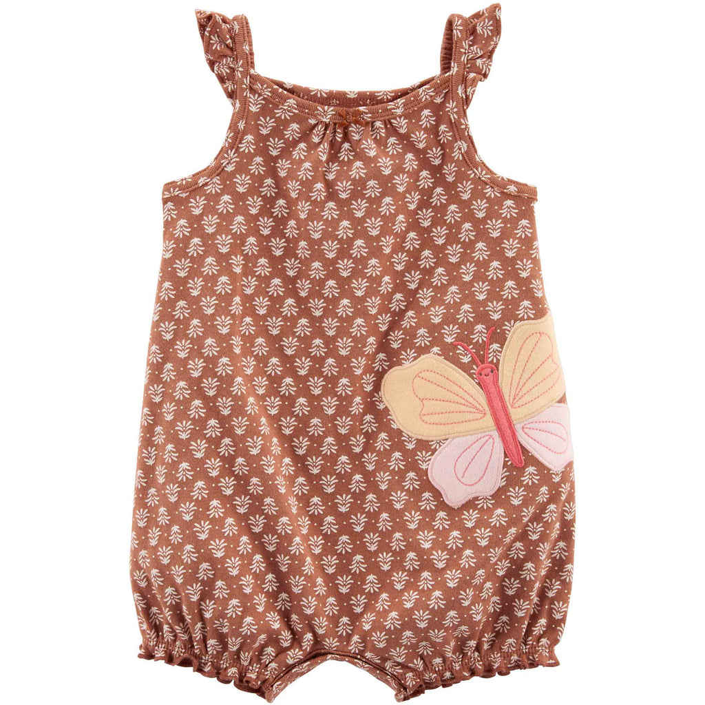 Carter's Infants Girls Butterfly Cotton Romper Brown 1N057210