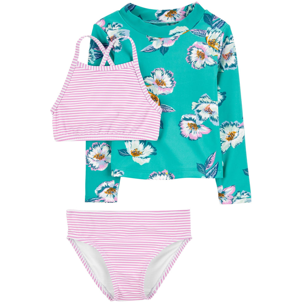 Carter's Infants,Toddlers & Kids Girls Carter's 3-Piece Swimwear Set Turquoise/Purple 1N659910/3N660010