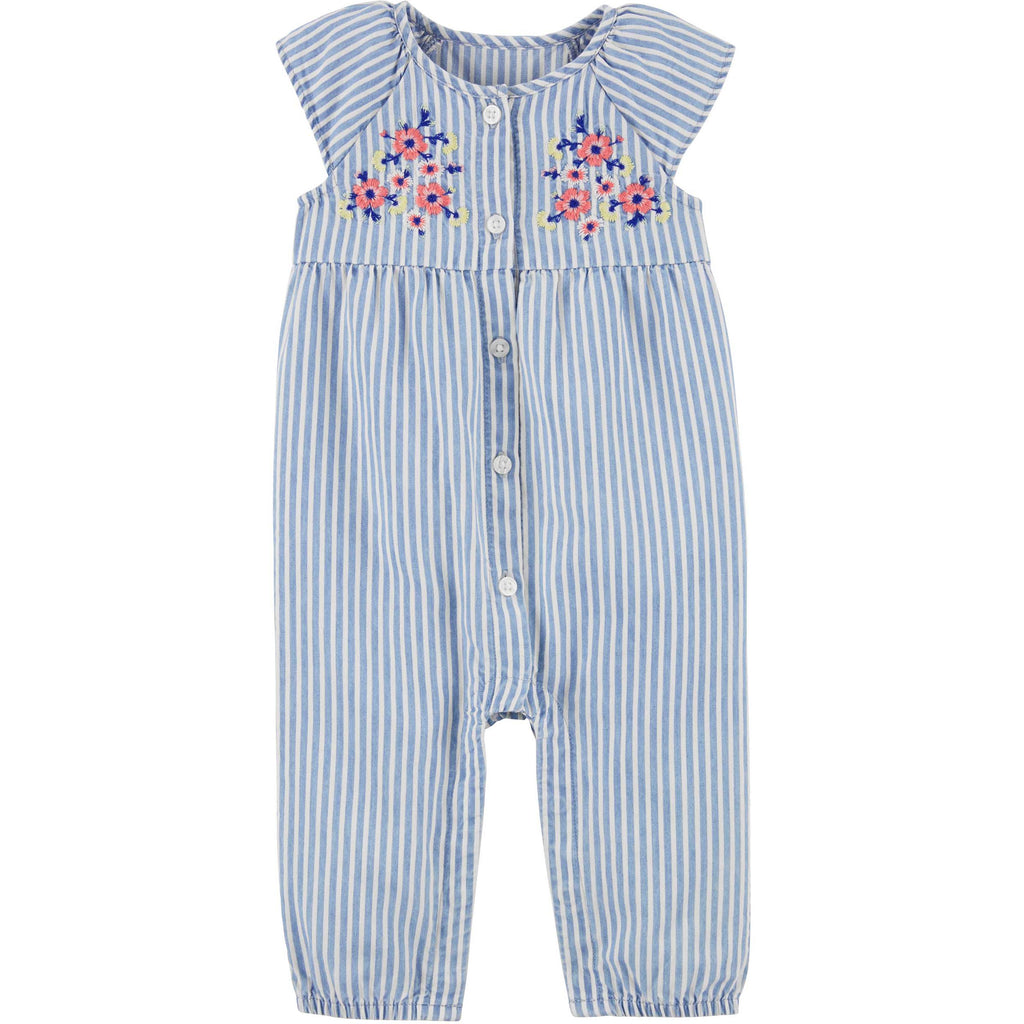 Carter's Infants Girls Embroidered Jumpsuit Blue 1N074110