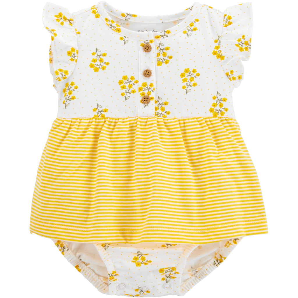 Carter's Infants Girls Floral Bodysuit Dress White/Yellow 1N071610