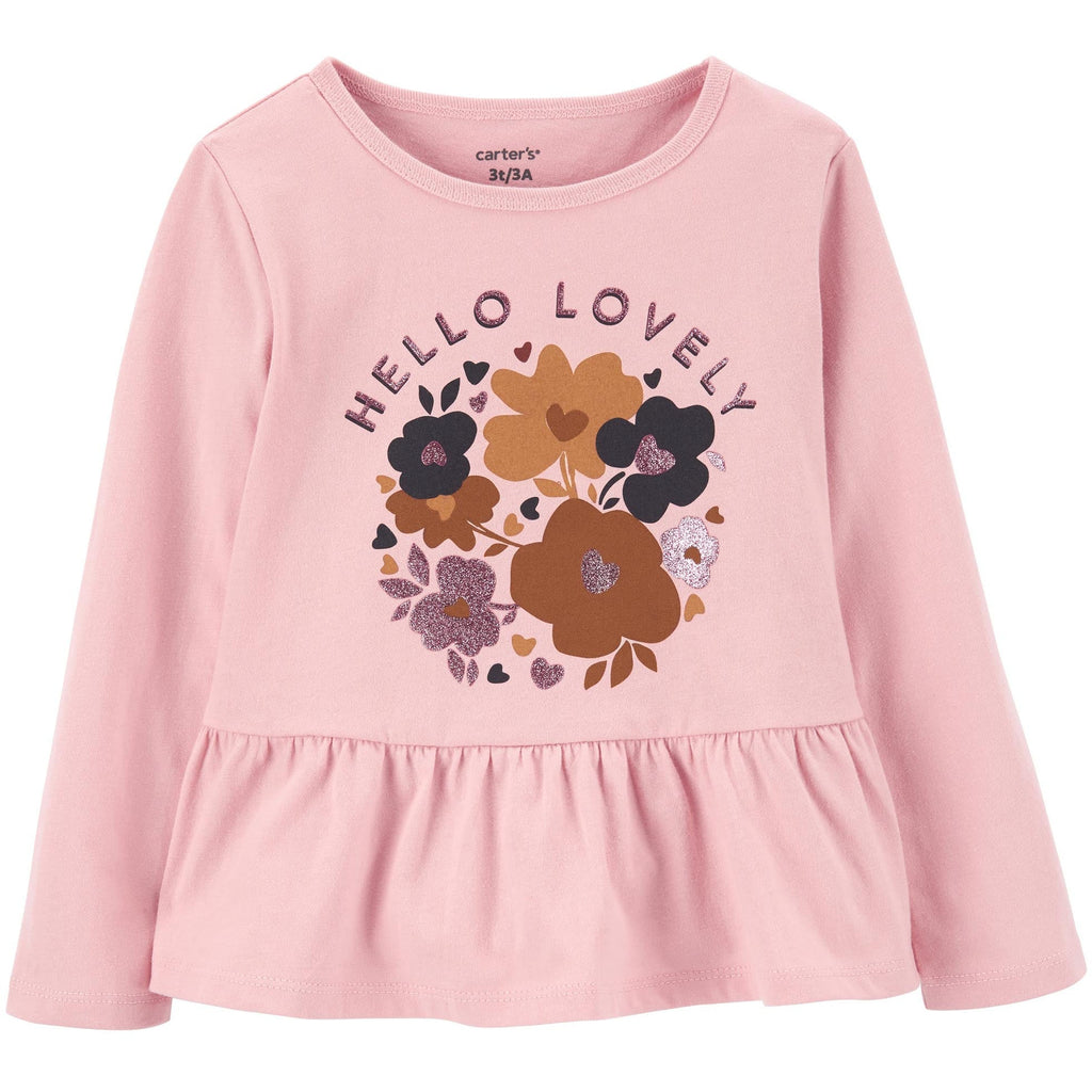 Carter's Infants Girls Hello Lovely Peplum Tee Pink 1M821610