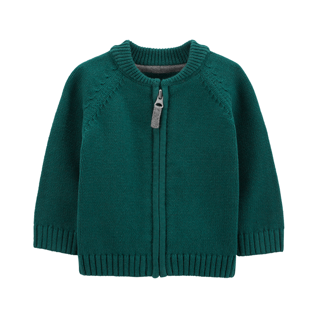 Carter's Infants Zipper Bag Cardigan Dark Green 1J182510