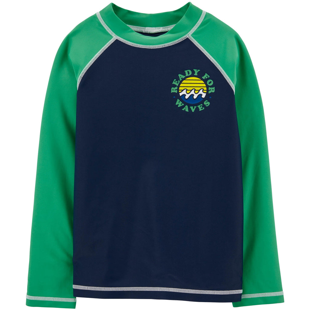 Carter's Kids Boys Waves Rashguard Swimwear T-shirt Green/Navy 3N129110
