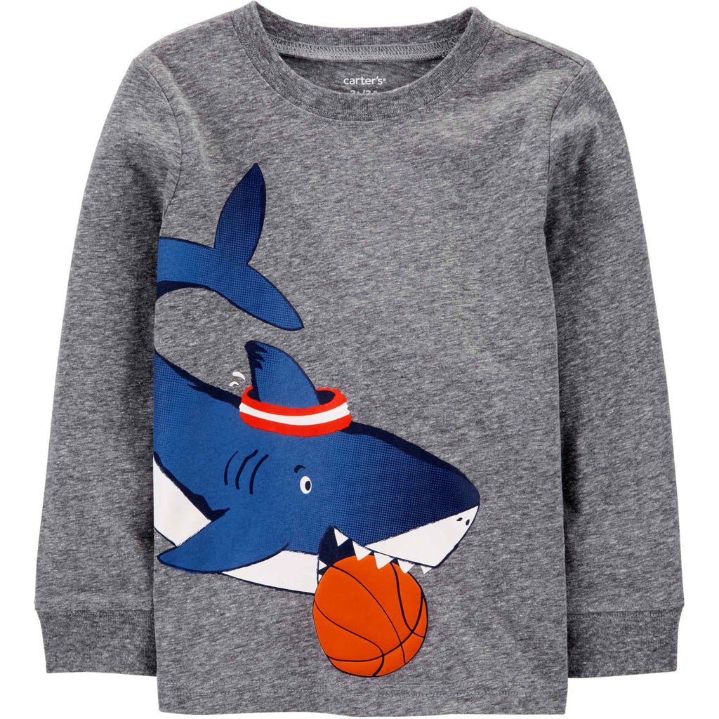 Carter's Toddlers Boys Basketball Shark Jersey Tee Grey 2M717610
