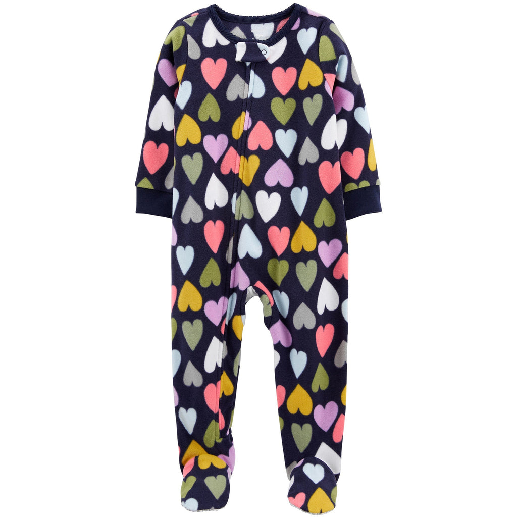 Carter's Toddlers Girls 1-Piece Heart Fleece Footie PJs Print 2M078910