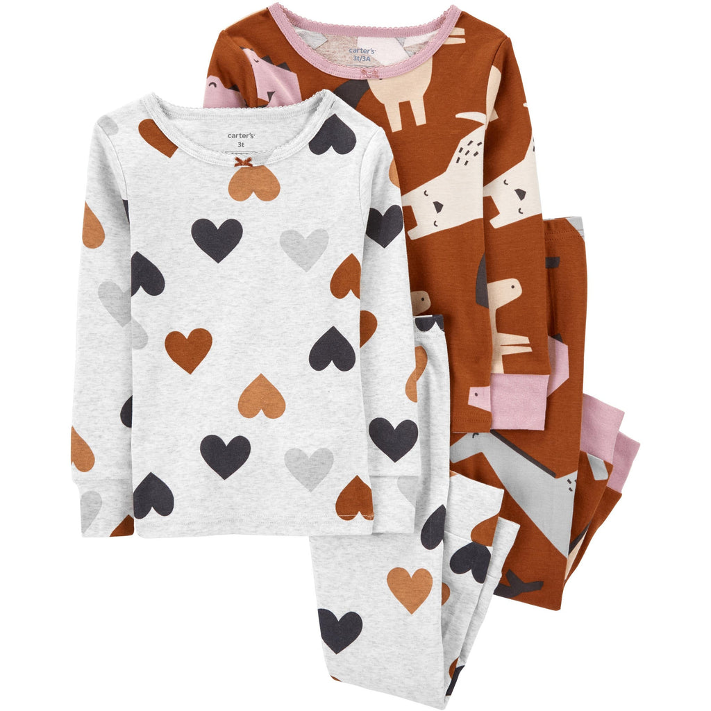 Carter's Toddlers Girls 4-Piece Unicorns 100% Snug Fit Cotton PJs Brown/Heather 2M693510