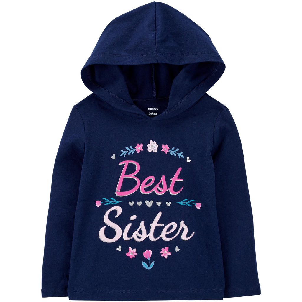 Carter's Toddlers Girls Best Sister Hooded Tee Navy 2M735910