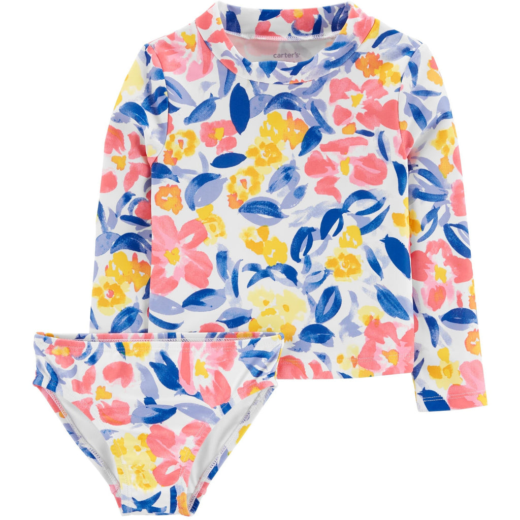 Carter's Toddlers Girls Floral 2-Piece Rashguard Swimwear Set Multicolor 2N150510
