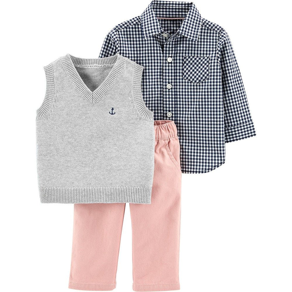Carter's 3-Piece Little Vest Set Heather Age-0-24 Months