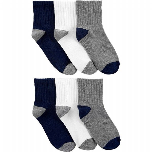 Carter's 6-Pack Crew Socks Navy/White/Grey Age-4 Years & Above