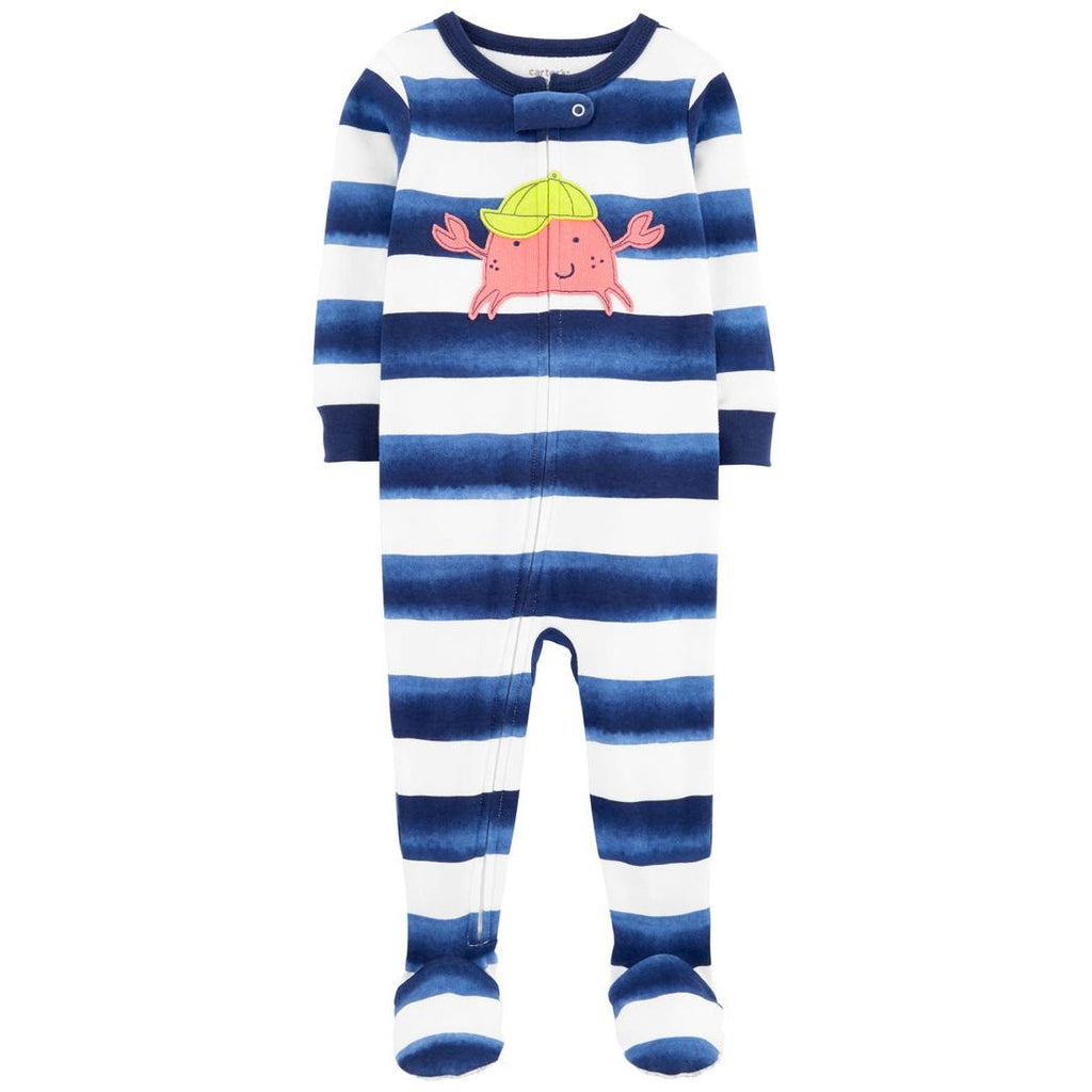 Carters Boys 1-Piece Crab 100% Snug Fit Cotton Footie PJs Blue/White 2N719610