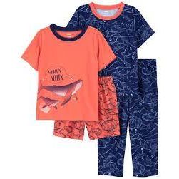 Carters Boys 4-Piece Whales Printed 100% Snug Fit Cotton/Poly PJs Multicolor 2N708610