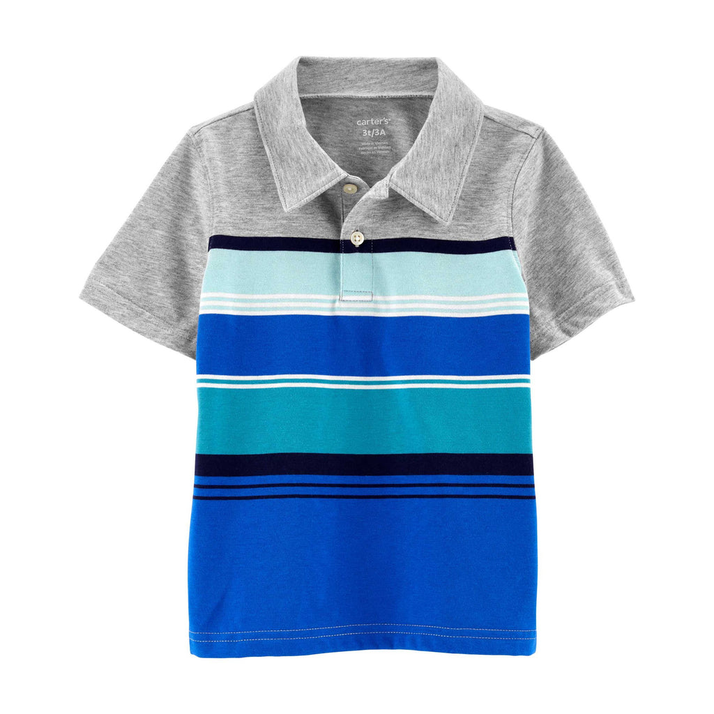 Carters Boys Striped Jersey Polo Grey 2N003110