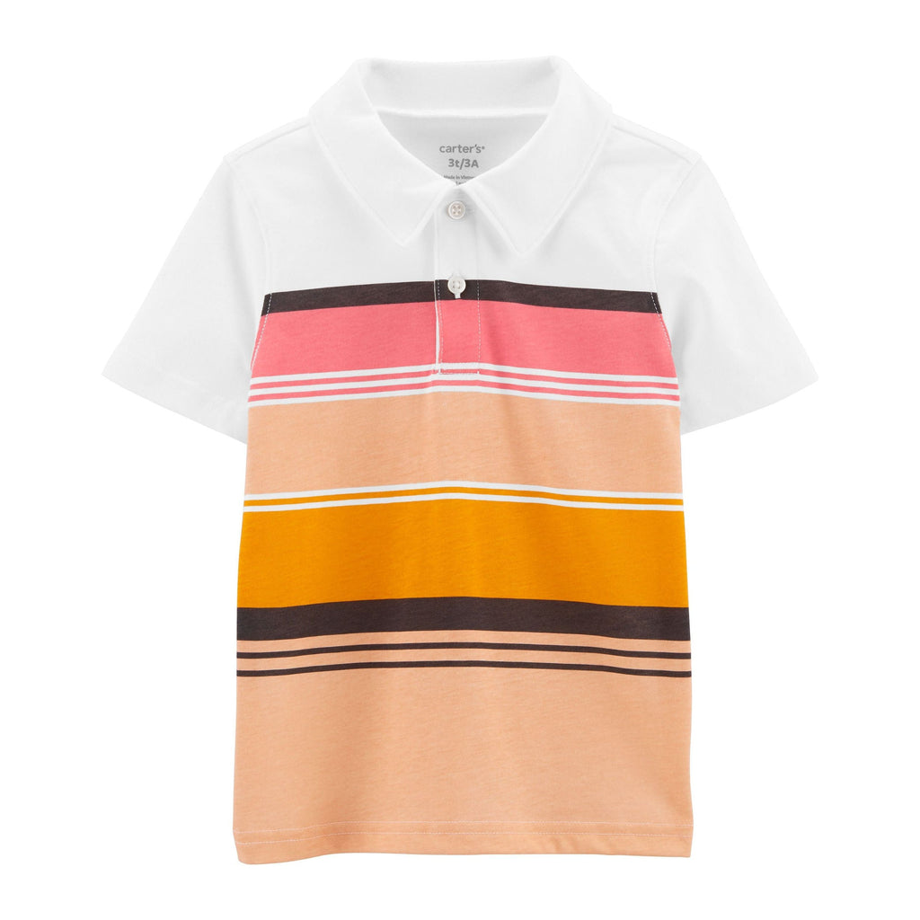 Carters Boys Striped Jersey Polo White 2N003210