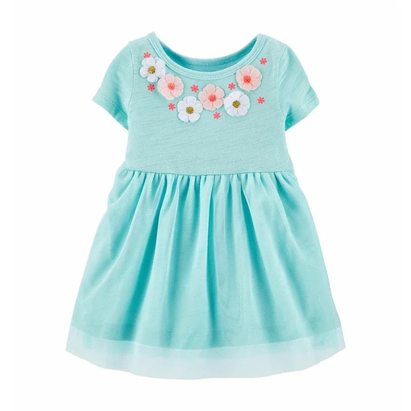 Carter's Floral Tutu Jersey Dress Turquoise Age-0-24 Months-1H404010 - Peekaboo Carter's Floral Tutu Jersey Dress Turquoise Age-0-24 Months-1H404010 - Peekaboo