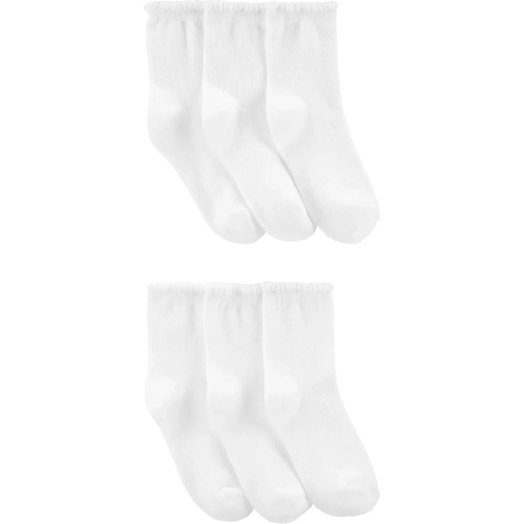 Carters Girls 6-Pack Crew Scalloped Socks White 3H760610
