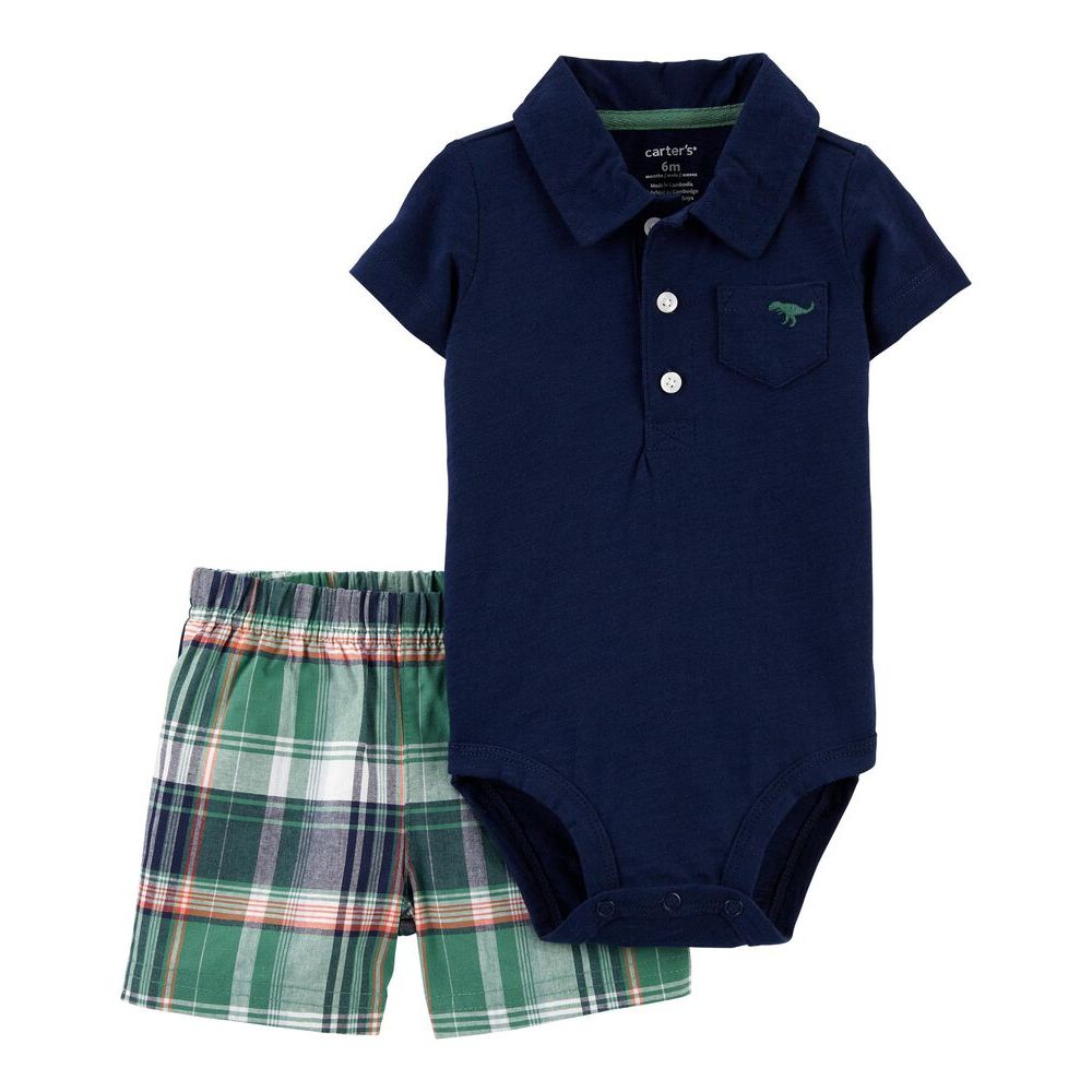 Carters Infant Boys 2-Piece Polo Bodysuit & Short Set Navy 1M812610