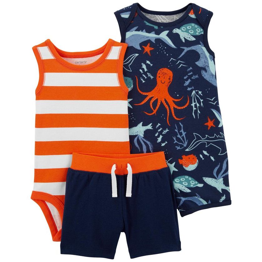 Carters Infant Boys 3-Piece Nautical Bodysuit & Short Set Multicolor 1N041110