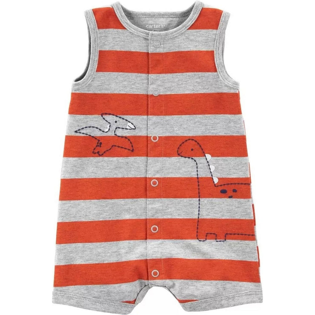 Carters Infant Boys Dinosaur Snap-Up Romper Orange/Grey 1N054210