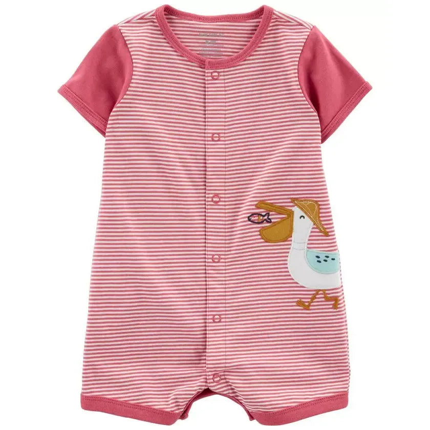 Carters Infant Boys Pelican Short Sleeve Snap-Up Romper Red/White 1N053910