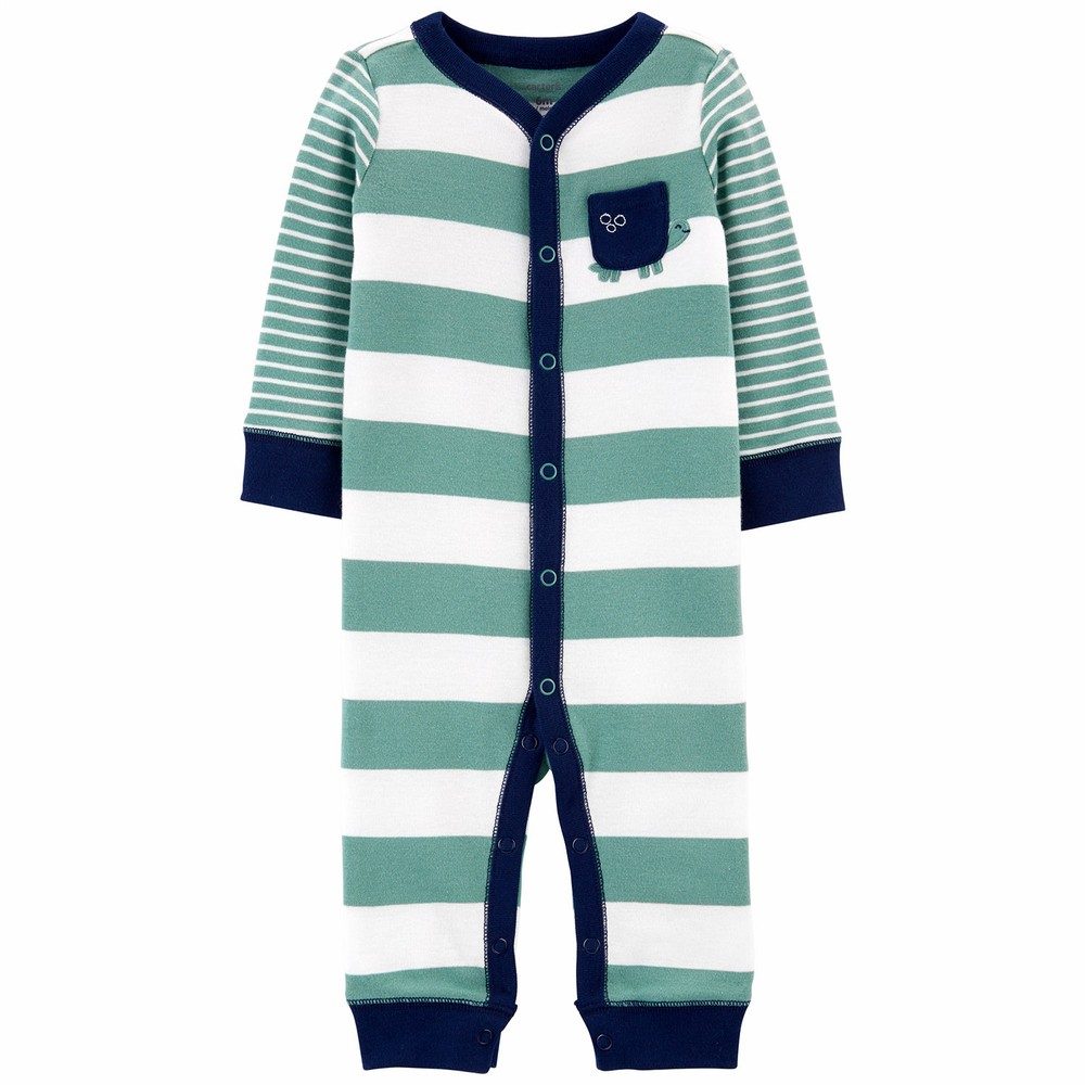 Carters Infant Boys Sleep & Play Striped Snap-Up Cotton Footless One Piece Green/White/Navy Blue 1L551710