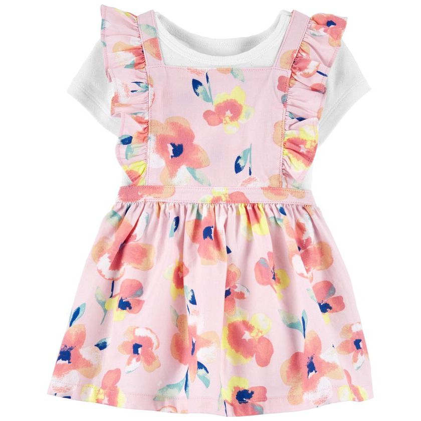 Carters Infant Girls 2-Piece Bodysuit & Floral Dress Set Pink/White 1N073410